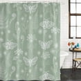 thumbnail image 1 of Sage Green Butterfly Botanical Bathroom Shower Curtains with 12 Hooks Polyester Waterproof Shower Curtain for Stalls and Bathtubs Summer Plants Line Art Decorative Bathroom Curtain 72x78 Inches, 1 of 7