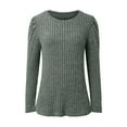 thumbnail image 5 of Women's Crewneck Long Sleeve Knit Shirts Solid Basic Casual Tops Lightweight Stretch Ribbed Pullover Sweater, 5 of 5
