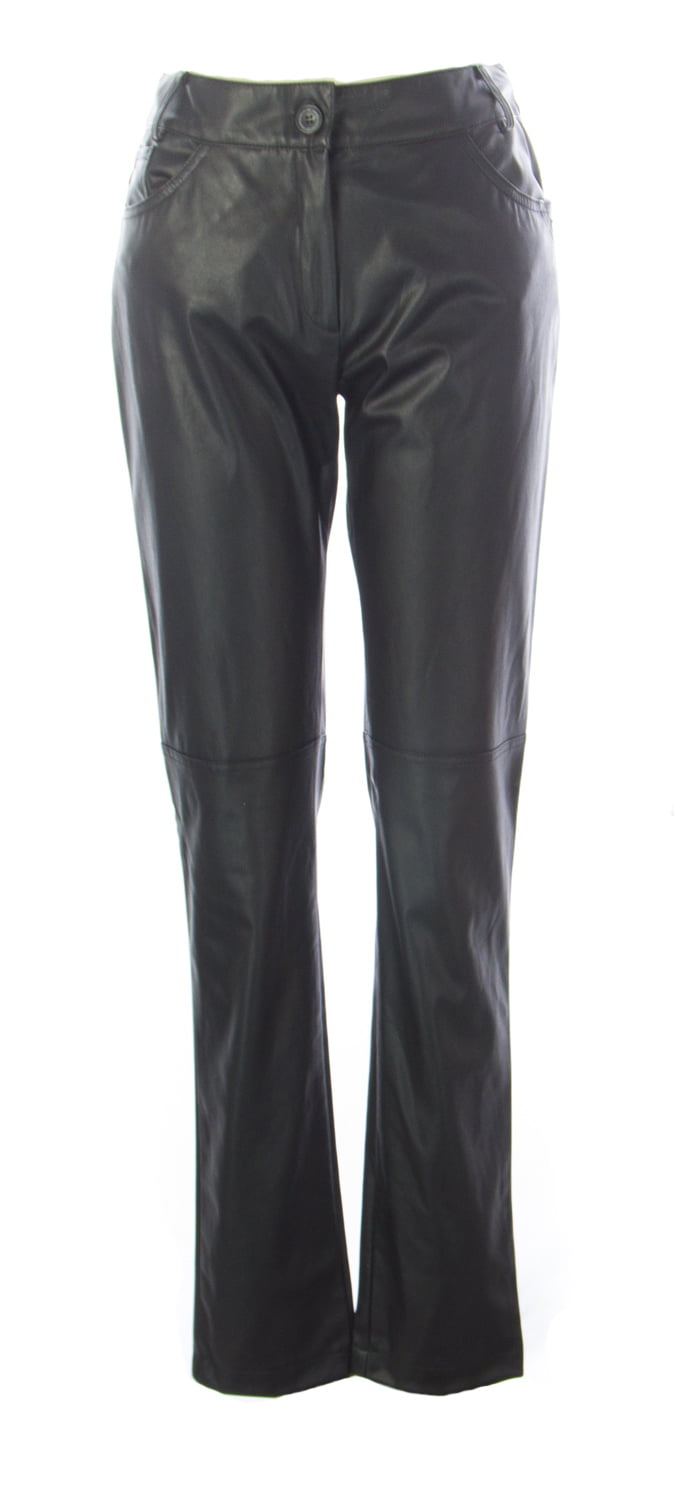 LOLA B Women's Imitation Leather Straight Pants IT 48 Black - Walmart.com