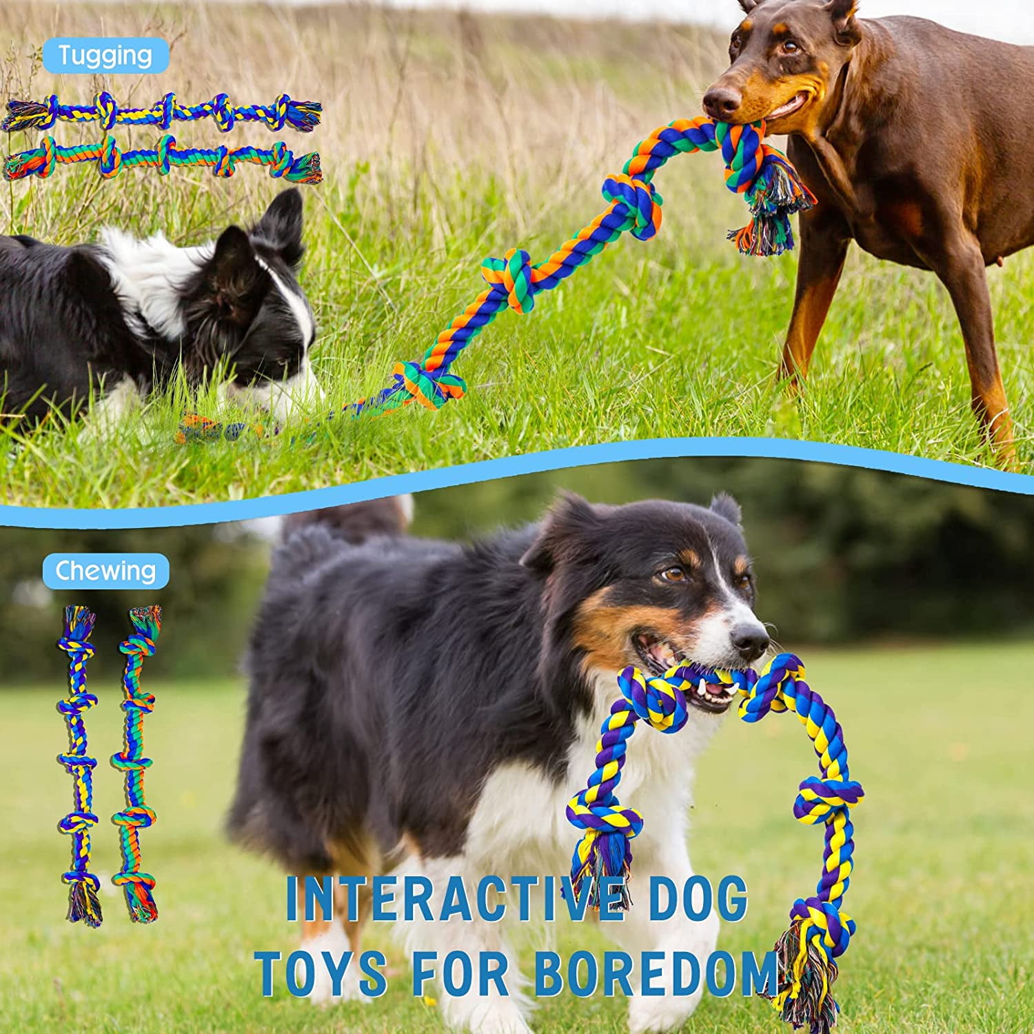 "XL Dog Chew Toys for Aggressive Chewers Large Breed, 2 Pack Tough Indestructible Dog Toys for Aggressive Chewers, Durable Puppy Chew Toys for Teething, Heavy Duty Cotton Dog Rope Toys for Large Dogs"