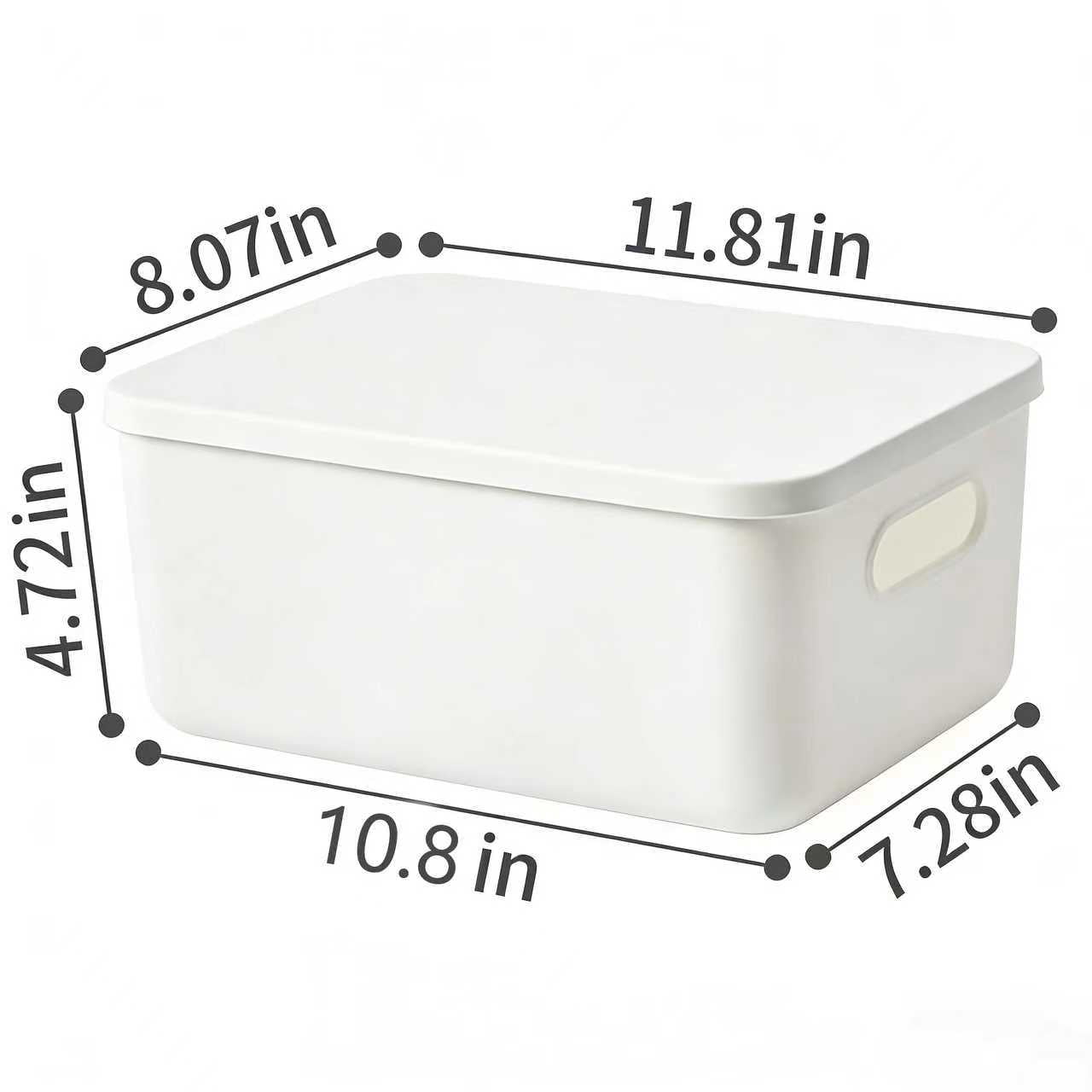 6Pack 7.8QT White Plastic Storage Bin With Lid, 11.8 in x 8.1 in x 8.1 in