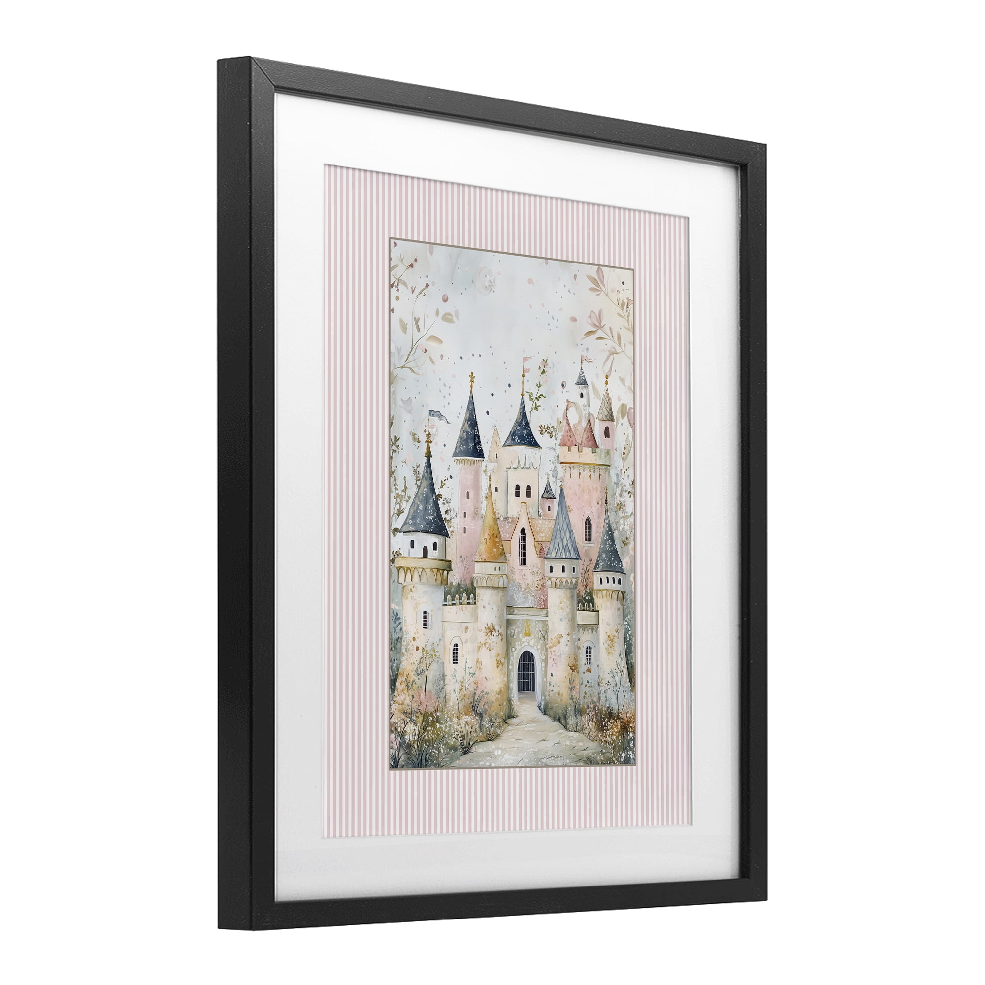Stupell Industries Enchanted Dreams Castle Black Framed Print Under Glass, design by Christine Simpson Art