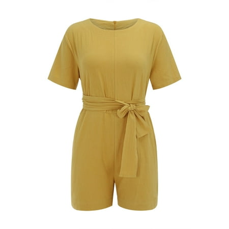 

Vedolay Jumpsuits For Women Casual Women s Vintage Sleeveless Ruffle High Waist Wide Leg Romper Formal Long Jumpsuit Yellow 4XL