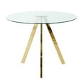 thumbnail image 3 of Holaki Modern Round Glass Dining Table,39.2" Kitchen Table with Clear Glass Top and Gold Metal Legs,Elegant and Durable Dining Room Table for Small Spaces,Kitchen,or Living Room (Gold/Silver), 3 of 7