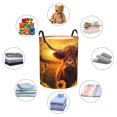 thumbnail image 4 of Balery Vintage Sunflower Cow A Cesta de ropa redonda con asas, impermeable, independiente, para ropa, juguetes, dormitorio y familia-Medium, 4 of 6