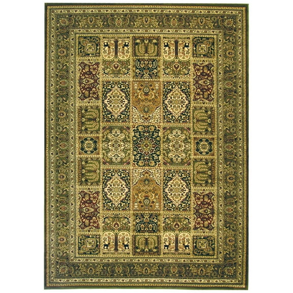 SAFAVIEH Lyndhurst Josephine Traditional Bordered Area Rug, Multi/Green, 8' x 8' Round