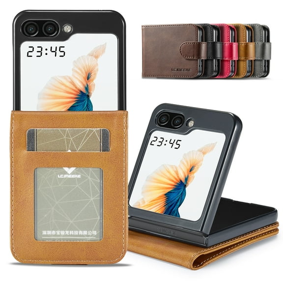 for Samsung Galaxy Z Flip 6 Flip Wallet Case, Classic Card Slot Strong Magnetic Premium PU Leather Drop Protective Shockproof Phone Case for Samsung Galaxy Z Flip 6 5G, Yellow