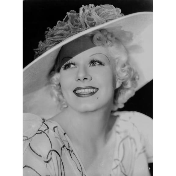 Jean Harlow Portrait in White Hat and Dress Photo Print (24 x 30)