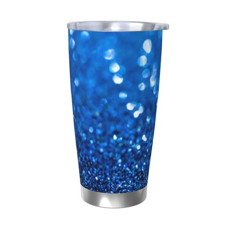 

Logiee A Blue Glitter Print 20OZ Car Cup with Lid Stainless Steel Vacuum Insulated Double Wall Travel Tumbler Durable Insulated Coffee Mug Thermal Cup with Straw-Without Straw