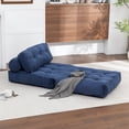 thumbnail image 3 of Leumius Folding Sofa Bed,68.5 inch Convertible Sleeper Sofa Chair with Pillow,Foldable Mattress Futon with Back Support,Soft Sleeper Chair Bed Floor Sofa for Living Room Bedroom,Dark Blue, 3 of 9