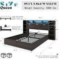 thumbnail image 3 of Merluxy Queen Size Lift Up Storage Bed Frame with Bookcase Headboard & Charging Station, Black, 3 of 10