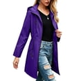 thumbnail image 4 of CHGBMOK Women's Plus Size Long Rain Jacket Zip Up Adjustable Waist Hooded Jackets Waterproof Windbreaker Coat with Pockets, 4 of 5