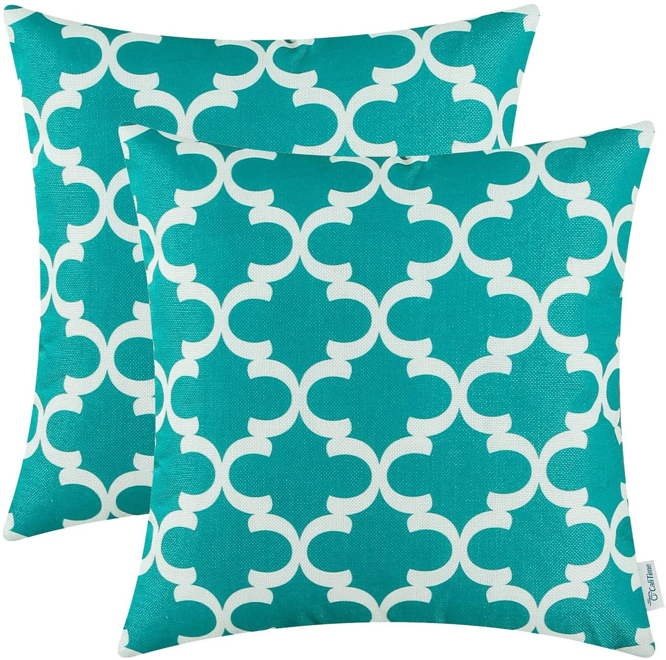 2Pcs White Cushion Covers Pillow Cases Accent Geometric Home Sofa Decor 20"X20"