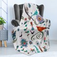 thumbnail image 4 of Ethnic Soft Flannel Fleece Throw Blanket, Floral Flowers Swirls Ivy Buds Birds Leaves Bohem Inspired Image, Cozy Plush for Indoor and Outdoor Use, 70" x 90", Multicolor, by Ambesonne, 4 of 5