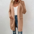 thumbnail image 3 of MKLEKYY Fall Winter Jackets Women Women's Solid Color Pocket Knit Sweater Cardigan Coat, 3 of 6