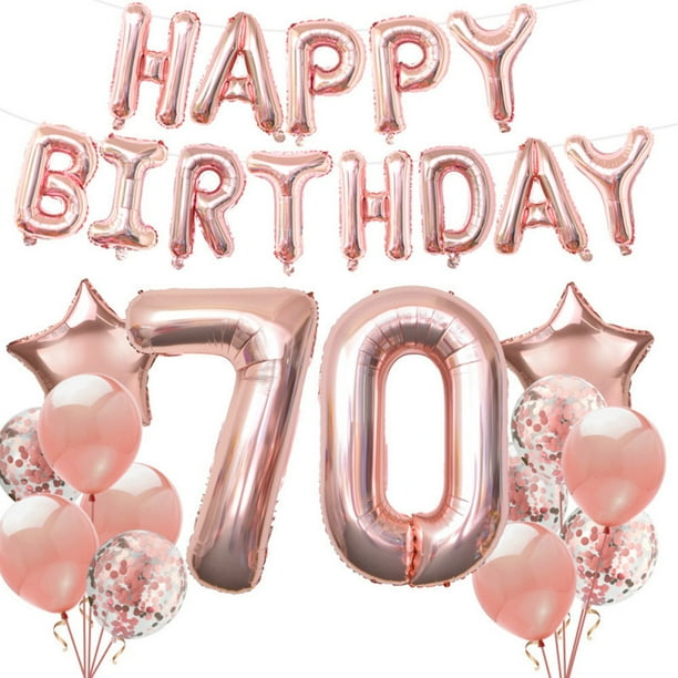 Kit de globos para fiesta de cumpleaños, oro rosa de 70 años, 13 unidades