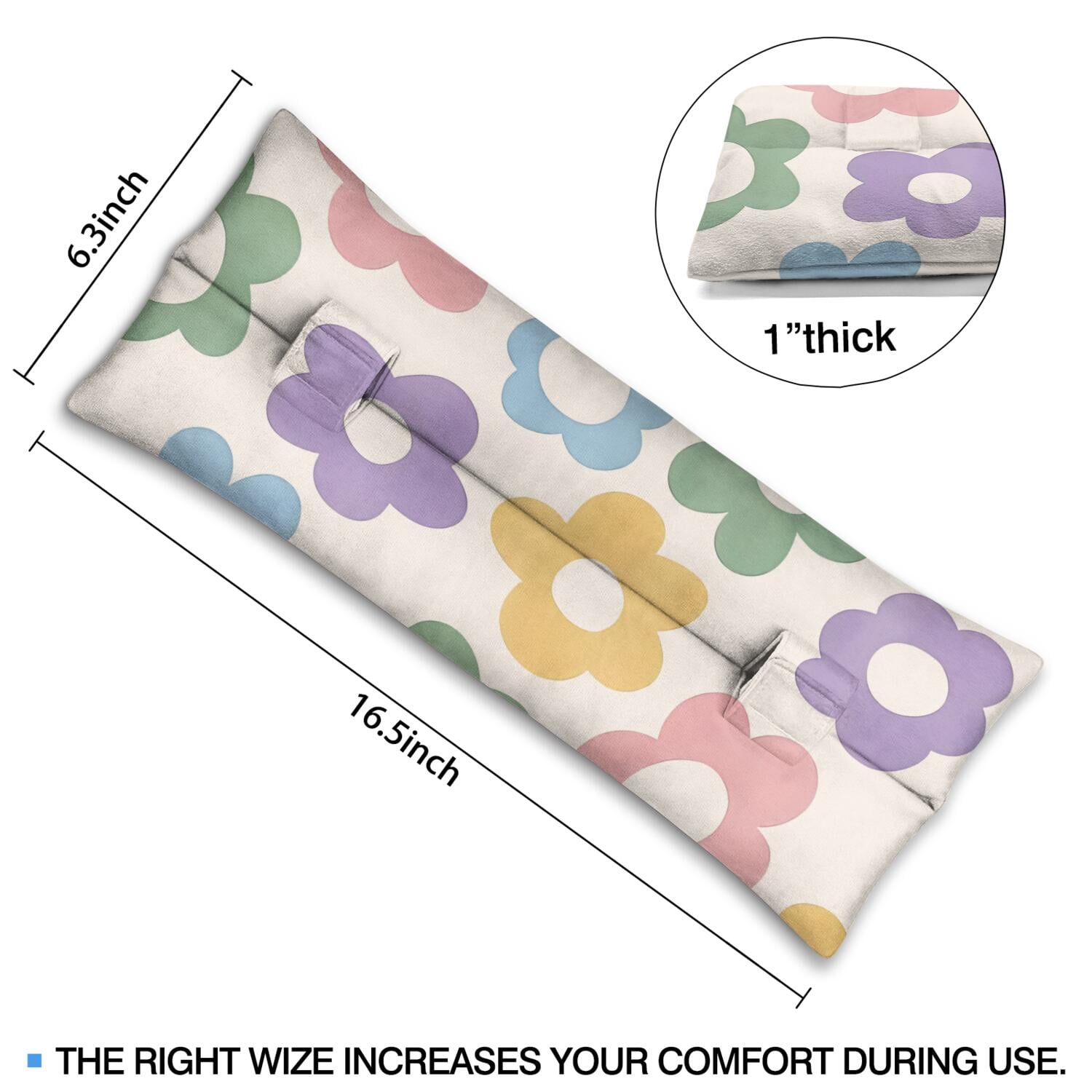 Summer Floral Daisy Seatbelt Pillow - Boho Post Surgery Cushion - Universal Fit for All Standard Car Seatbelts