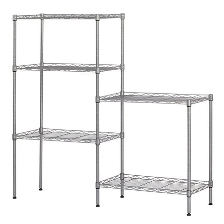 

5 Tier Adjustable Storage Shelves Metal Storage Rack Wire Shelving Unit Storage Shelves Metal 19.68 Lx11.81 Wx53.54 H Changeable Assembly Floor Standing Rack for Pantry Closet Kitchen Laundry Silver