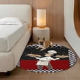 thumbnail image 3 of Abstract Round Living Room Rugs 3.3 ft, Cartoon Style Chef Bread White Black Checkered Border Washable Area Rug with Non-Slip Sturdy Edge Binding Round Front Door Mat Floor Carpet for Entryway, 3 of 9