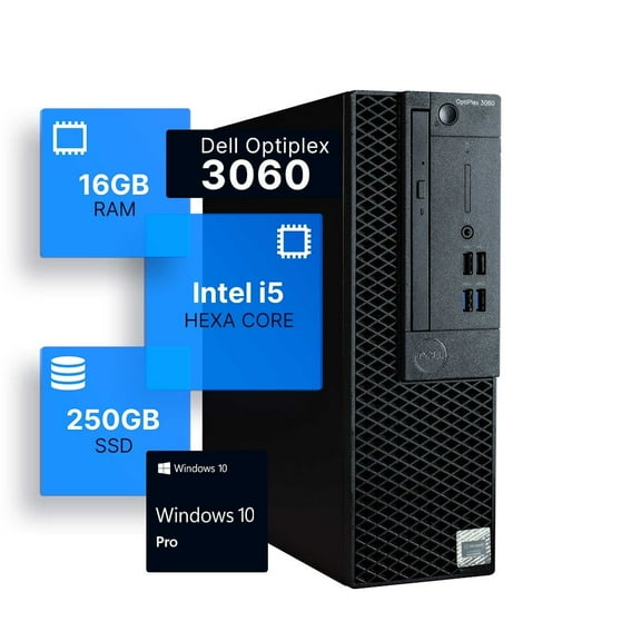 Restored Dell OptiPlex Desktop, Intel i5 Hexa-Core 3.2GHz, 16GB DDR4, 500GB HD, 500GB SSD (Refurbished)