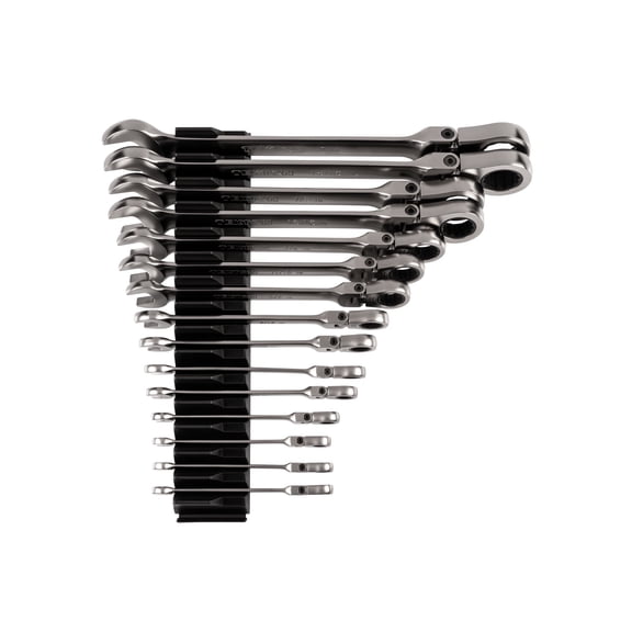 TEKTON Flex Head 12-Point Ratcheting Combination Wrench Set with Modular Organizers, 15-Piece (1/4-1 in.) | WRC95301