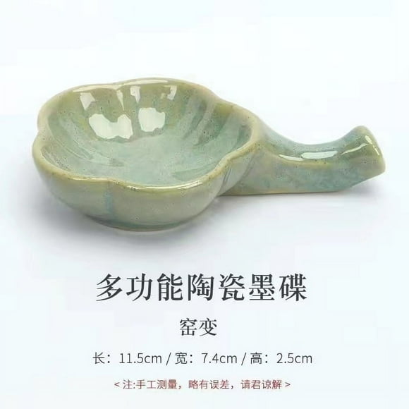 Nvzi Portapinceles multifuncional de cerámica con disco de tinta de 11 cm, verde B