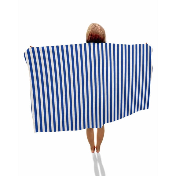 Dark Blue Striped Beach Towels Oversized Super Absorbent, Modern Beige Geometric Country Lightweight Bath Towel Quick Dry Sets For Bathroom/Pool/Rv Camping/Beach Play/Gym Room/Picnic 23"x47"