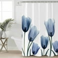 thumbnail image 5 of Blue Tulips Shower Curtain, 60" x 72", Flowers Minimalist Modern Art Waterproof Bathroom Curtain Washable Shower Curtain Set with 12 Hooks, 5 of 6