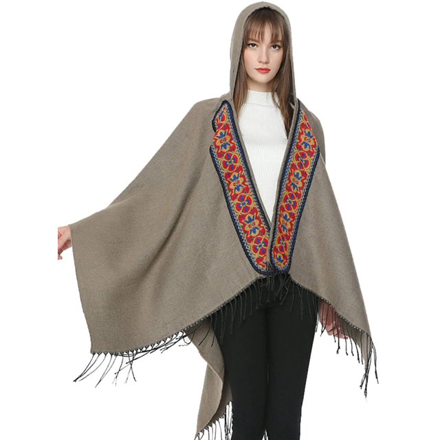 Women's Plaid Open Front Stripe Color Block Warm Soft Scarf Blanket Cardigan Shawl