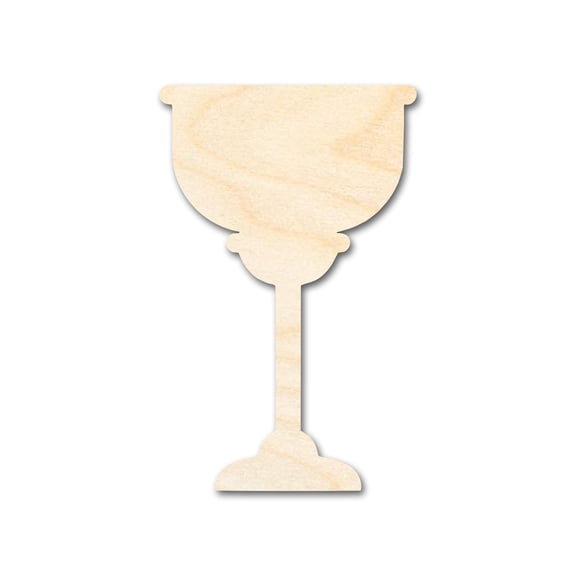 Unfinished Wood Golden Cup Shape | DIY Craft Cutout 4" / 1/2"