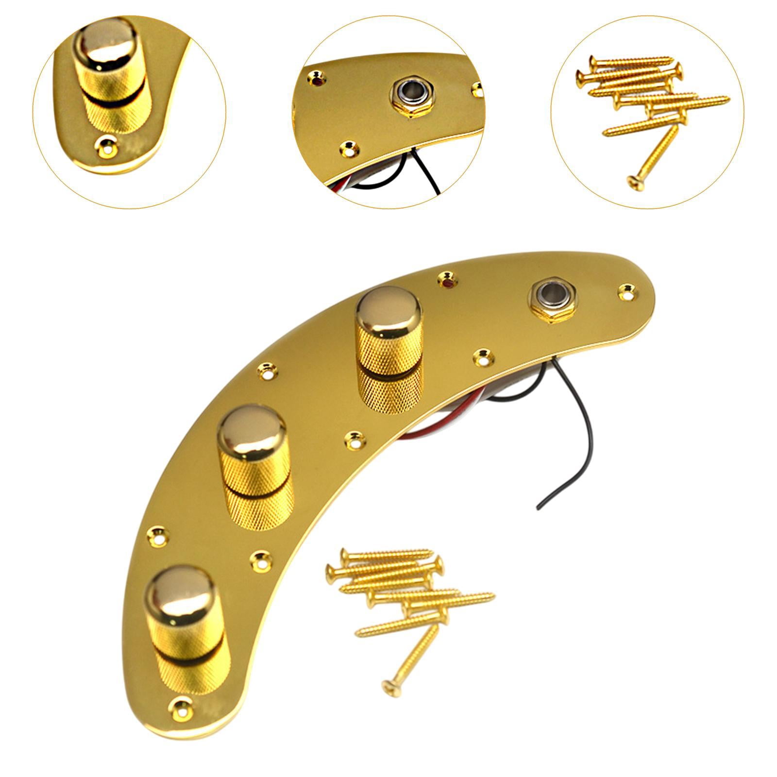 QccHieUs BASS Switch Control Plate Fully Loaded Controls with Switch Button, Replacement, gold