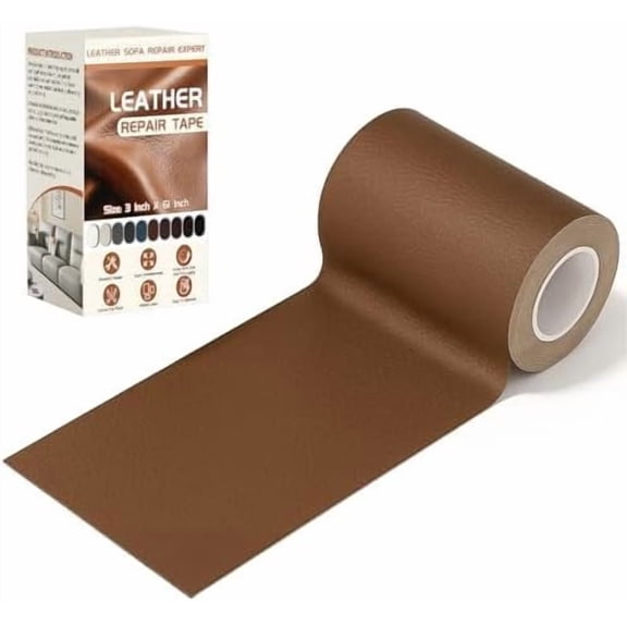 Leather Repair Tape, 3" x 61" Self Adhesive Leather Repair Patch for Furniture, Sofa, Interior, Office Chair (Light Brown)