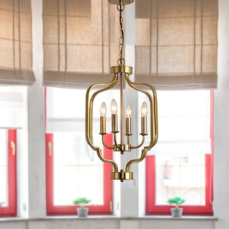 

4-Light Electroplated Gold Chandelier Iron Adjustable Hight Gold