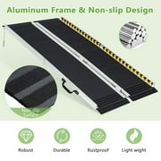 Costway Portable Aluminum Wheelchair Ramp 5 FT with Transition Plate & Non-slip Surface