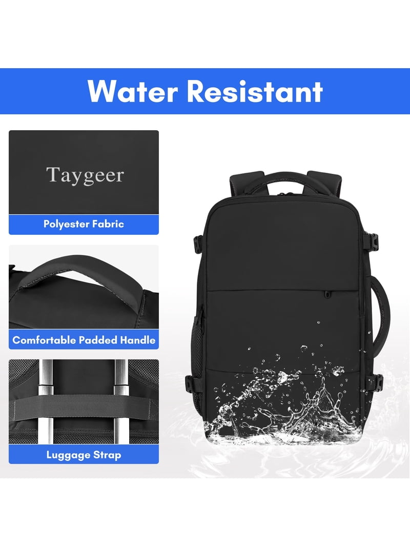 TAYGEER, Travel Laptop Backpack, 35L, with Shoe Pouch, Black  display picture 1