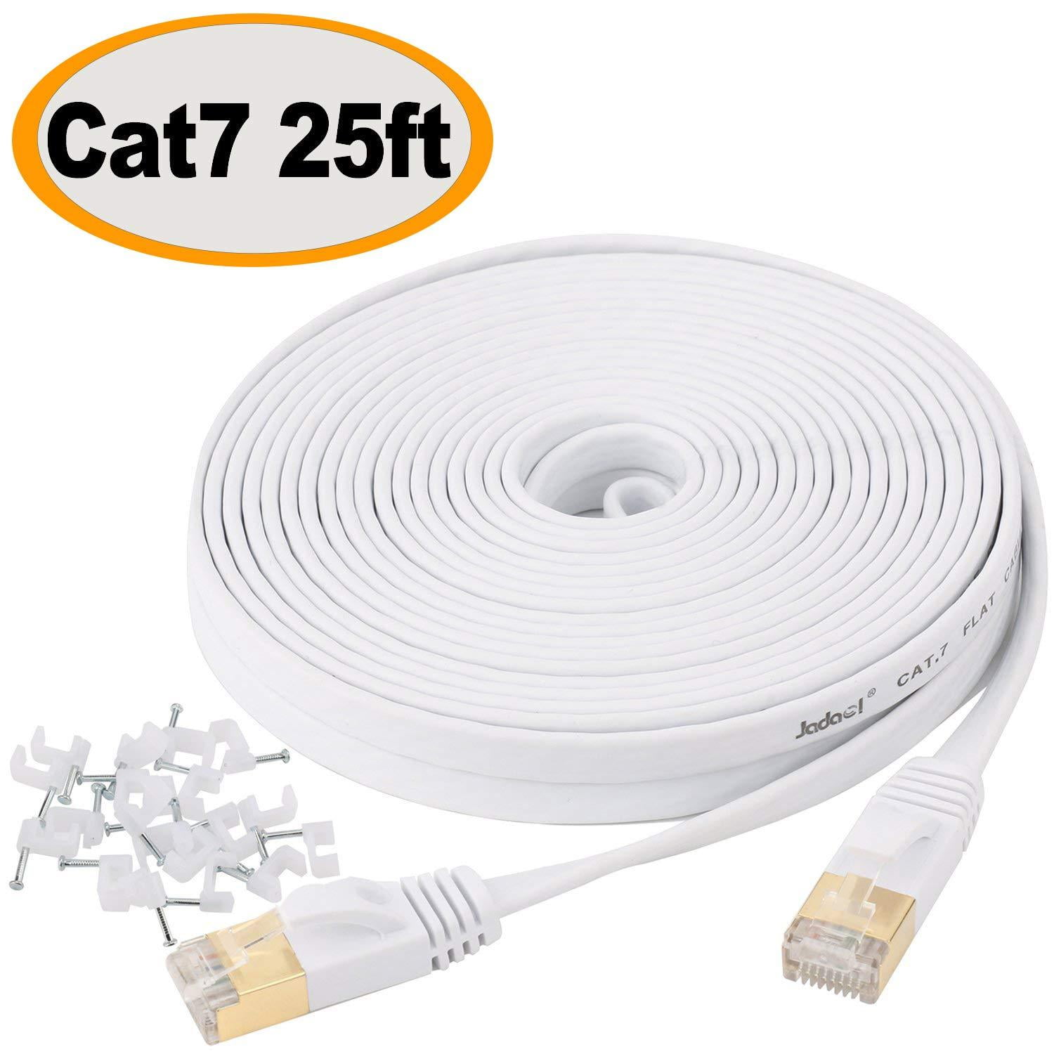 Cat Ethernet Cable Ft Shielded Solid Flat Internet Network Computer Patch Cord Faster