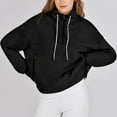 thumbnail image 2 of VNKIDY Women's Sweatshirt Solid Color Half Zip Pullover With Stand Collar Drawstrings Loose Fit Long Sleeve Casual Sweatshirt For Daily Wear Athletic Tops, 2 of 6