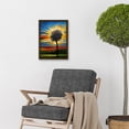 thumbnail image 2 of Wildflower Tree Sunset Poppy Meadow Oil Artwork Framed Wall Art Print A4, 2 of 4