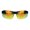 Black Orange Mirror, variant on Mens Minimal Baseball Half Rim Warp Around Sport Plastic Sunglasses All Black
