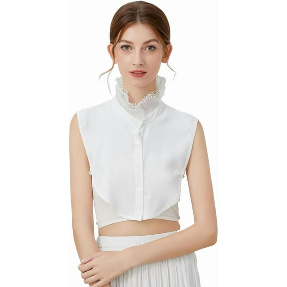 YEKEYI Fake Collar Shirt Victorian Chiffon Half Shirt Collar False Sleeve Cuffs Collar for Women