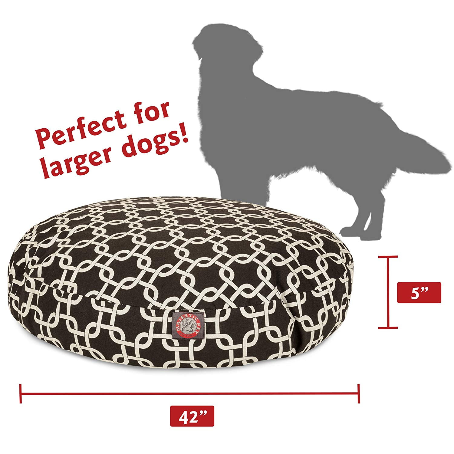 Majestic Pet | Links Round Pet Bed For Dogs, Removable Cover, Black, Large