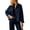Navy, variant on Women's Casual Oversized Short Trench Coat Plaid Lining Cropped Jacket Fall Windbreaker Outerwear