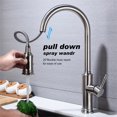 thumbnail image 4 of Cfowner Kitchen Faucet, Commercial Sink Faucet with Pull Down Sprayer, Single Handle Sink Faucet, 360°Swivel Spout, 2 Modes, Brushed Nickel, 4 of 8