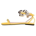 thumbnail image 2 of FSJ Women Graceful Flat Sandals Open Toe Thin Strap Gold Chain Ankle Strap Sandals Casual Summer Comfort Daily Work Party Shoes Size 8 Yellow, 2 of 4