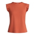 thumbnail image 5 of Time and Tru Women's Rib Ruffle Sleeve Top, Sizes XS-XXXL, 5 of 5