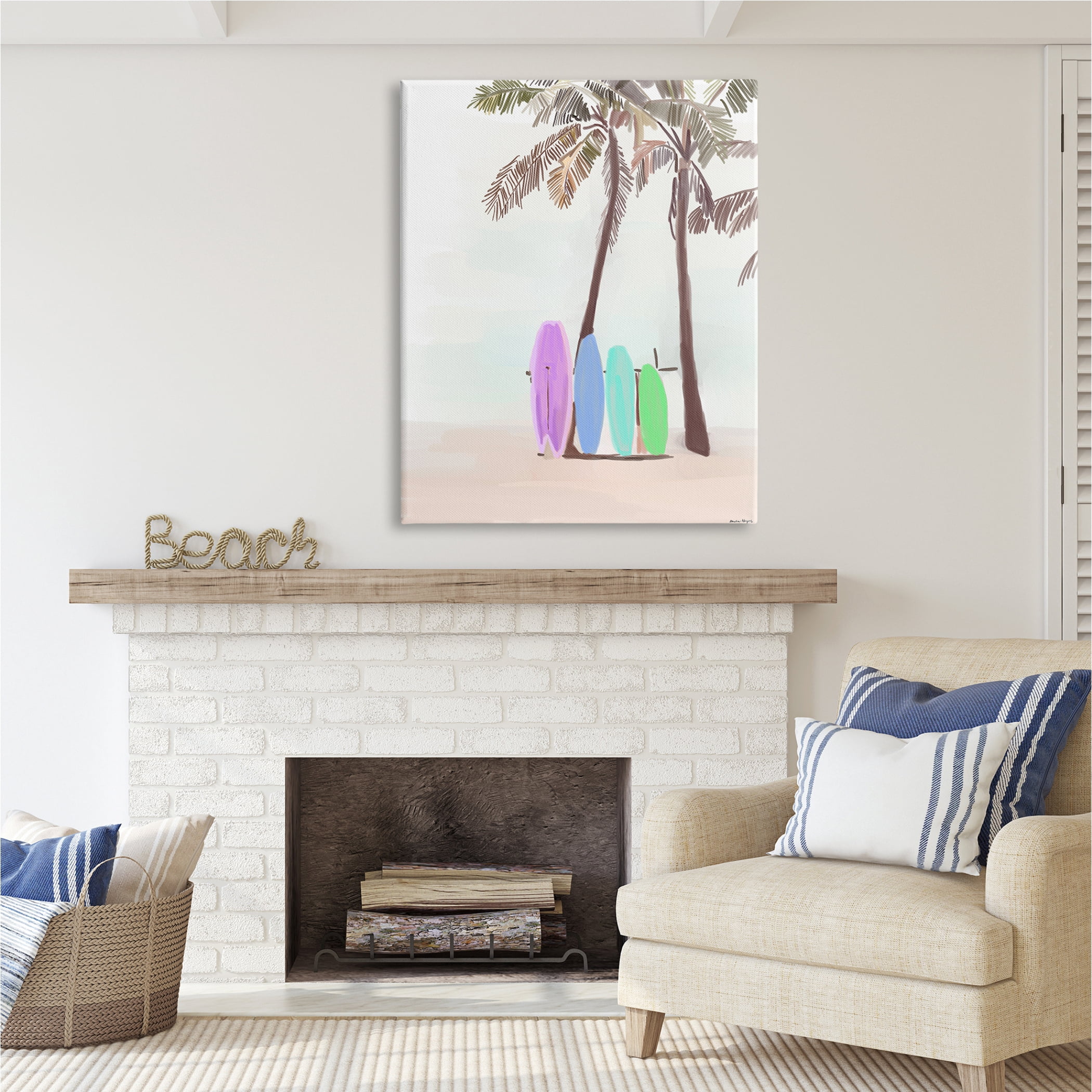 Stupell Industries Surfboards on Palm Trees Sports Painting Gallery Wrapped Canvas Print Wall Art, 36 x 48