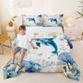 thumbnail image 2 of spefrowx Watercolor Sea Dolphin Full Size Comforter Sets for Kids, Blue Jellyfish Reef Bedding Comforter Set, Navy Reversible, 3pcs, 1 Comforter and 2 Pillowcases, 2 of 6