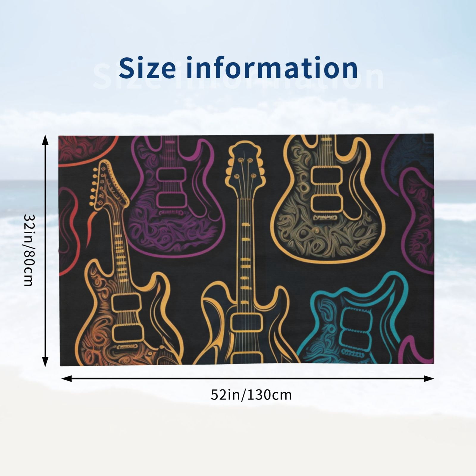 Electric Guitars Rock Music Beach Bath Towel Gym Spa Shower Towels Pool Soft 32" X 52" for Men Women