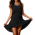 thumbnail image 5 of Womens Summer Dresses, Women's Flowy Chiffon Tiered Cocktail Dress Diamond Crewneck Sleeveless Layered Knee Length Wedding Guest Dresses, 5 of 6