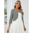 thumbnail image 5 of DEMOTIME Women's Cardigan 3/4 Sleeve Cropped Open Front Bolero Shrug for Dresses Grey S, 5 of 6